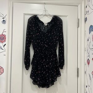 LoveShackFancy Black with Pink Roses Dress